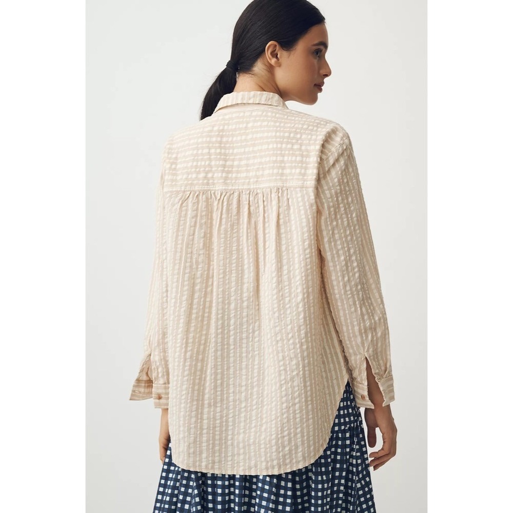 Anthropologie PILCRO The Hadley Relaxed Buttondown Shirt Top Striped Edition XXS - Picture 9 of 14